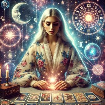 Ontdek je karmische lessen met Tarot en astrologie. Krijg diepgaand inzicht in je verleden, heden en toekomst voor transformatie en groei.